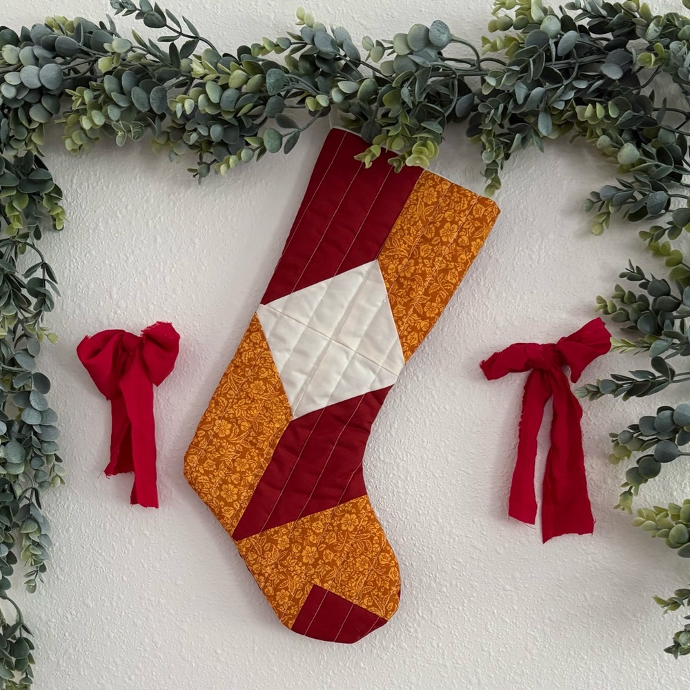 Festive Red and Gold Holiday Stocking